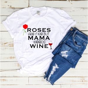 "Roses Are Fine" Handmade T-Shirt; Sizes S, M, L, XL